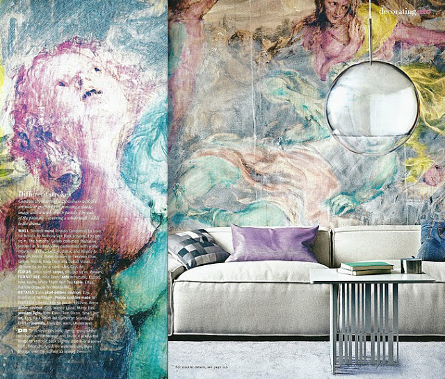 living room pastel art wall mural