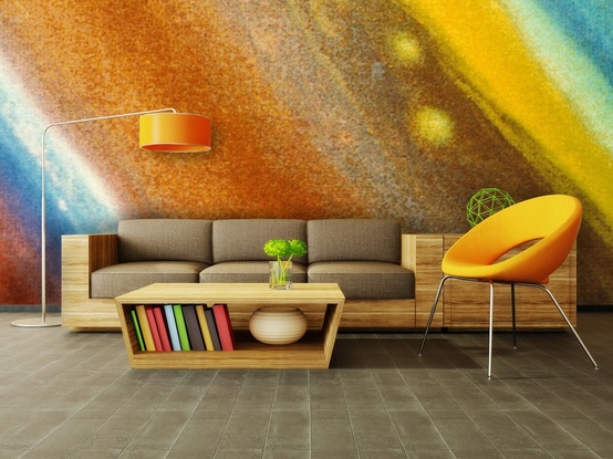 Living Room With Unexpected Wall Mural