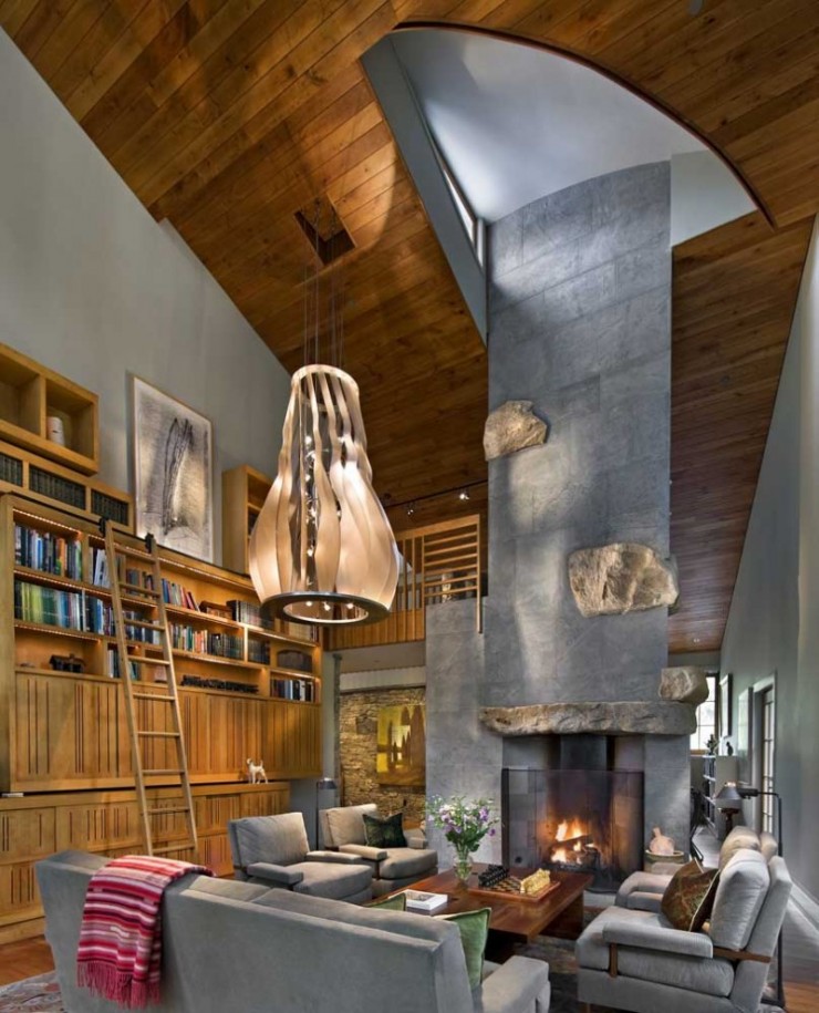 Rustic yet Contemporary living room by Centerbrook Architects