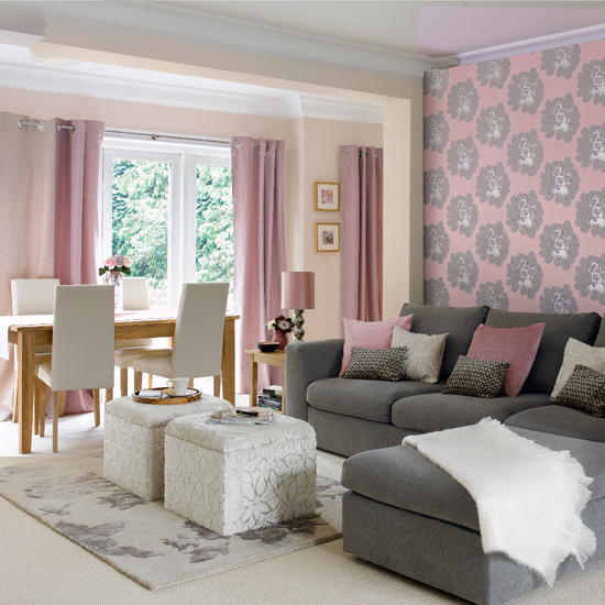 šedé a růžové barvy v domácnosti