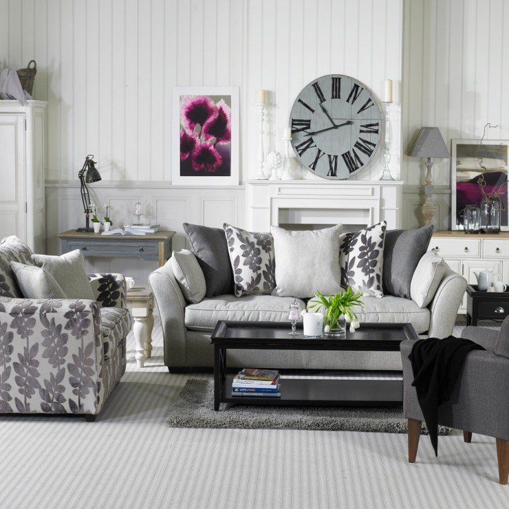 grå møbler i hvid baggrund