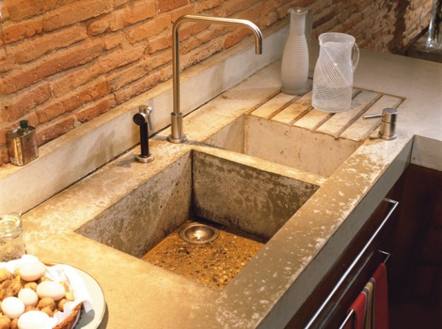 concrete kitchen sink