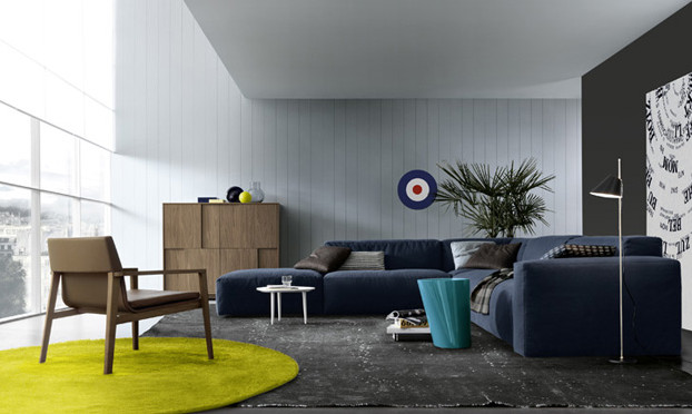 daniel deep blue contemporary sofa
