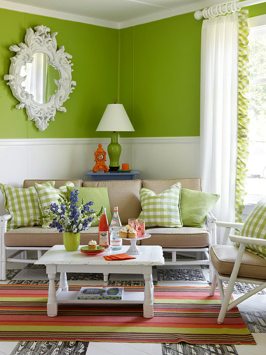 Modern Green Sitting Room Ideas for Large Space