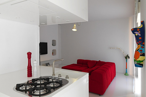 White and red interior