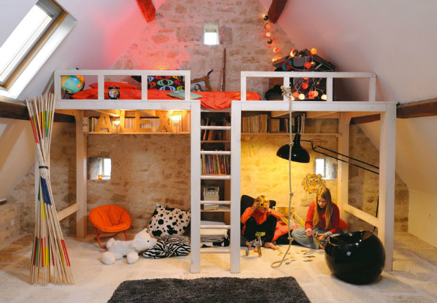 Awesome Attic Loft Kids' Bedroom - Interior Design Ideas, Home ...