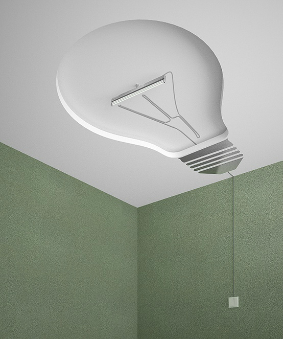 modern design light bulb on the ceiling
