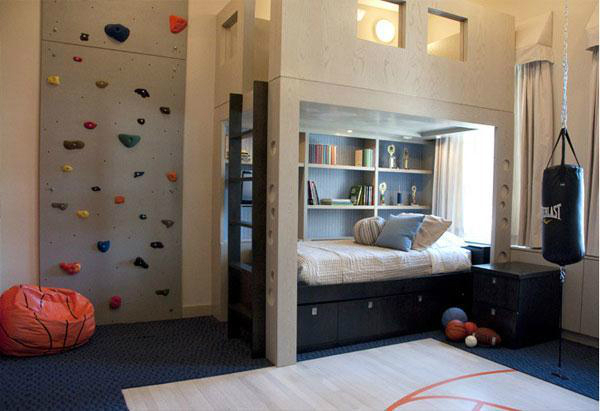 boys room with climping decorating ideas