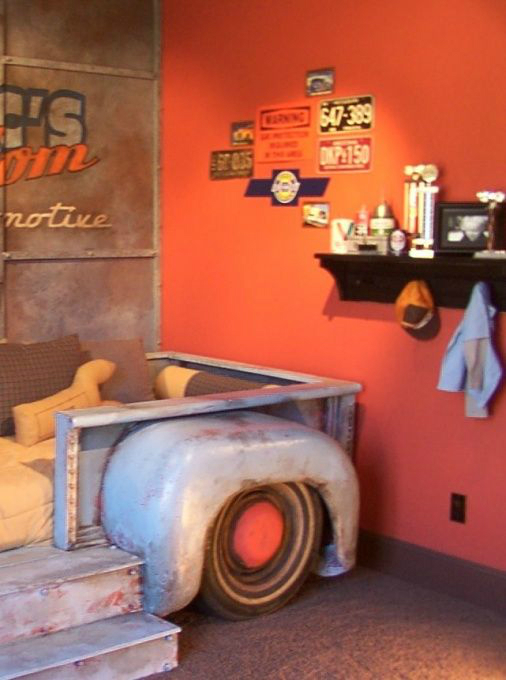 boys room with truch bed  decorating ideas