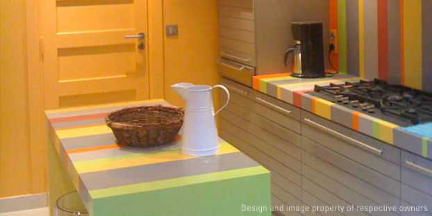 colorful corian Kitchen Backsplash Idea