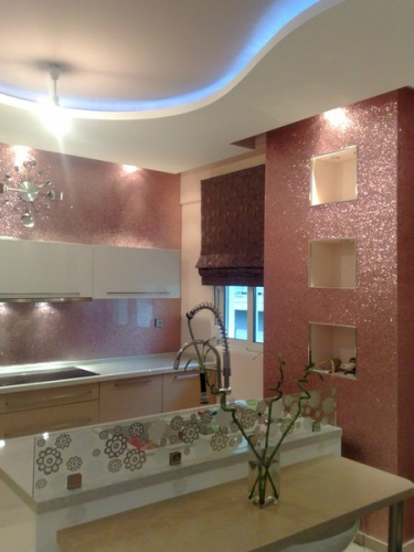 glitter wallpaper Kitchen Backsplash Idea