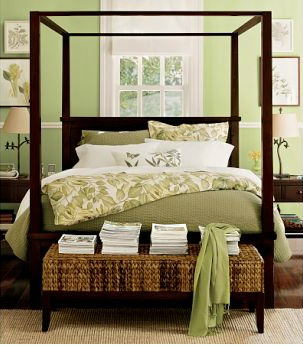 Green celery bedroom accent wall