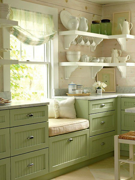 kitchen design with green cabinets