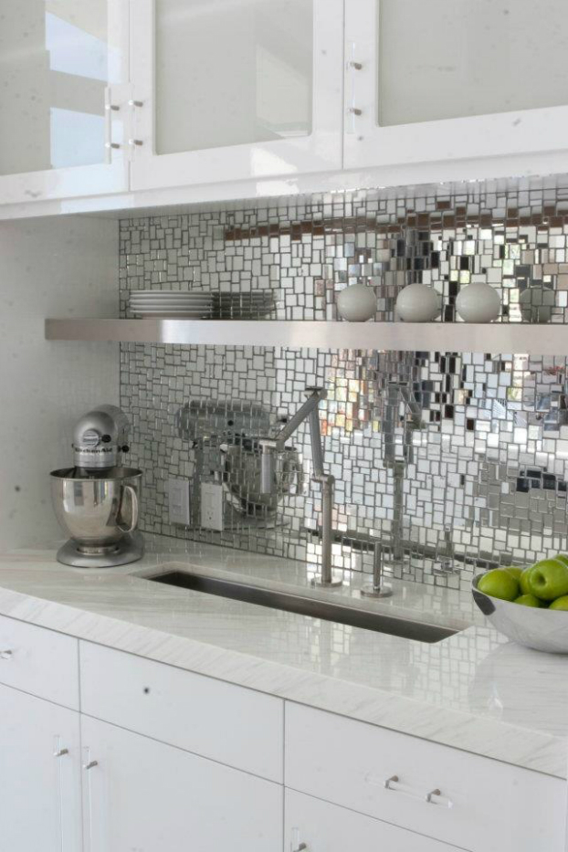 mirror mosaic Kitchen Backsplash Idea
