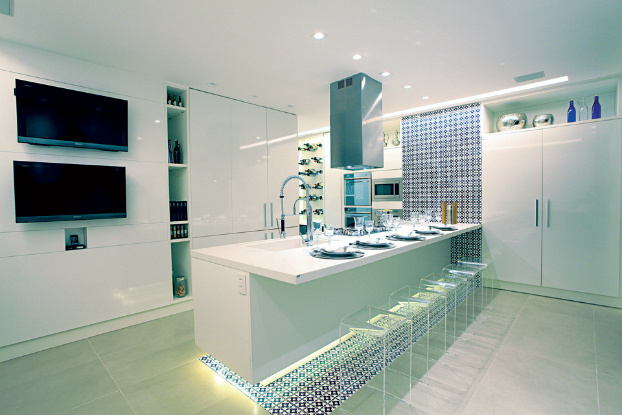modern white blue kitchen design