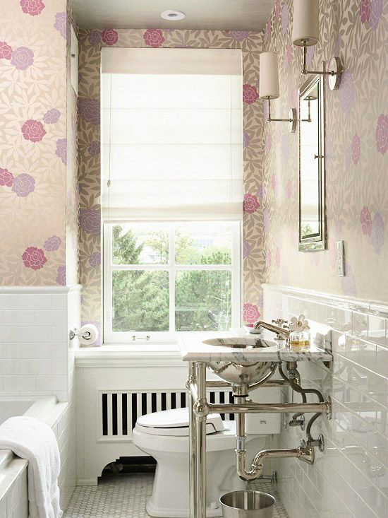 white pink small bathroom design idea