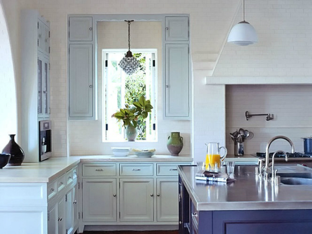 traditional light blue kitchen design
