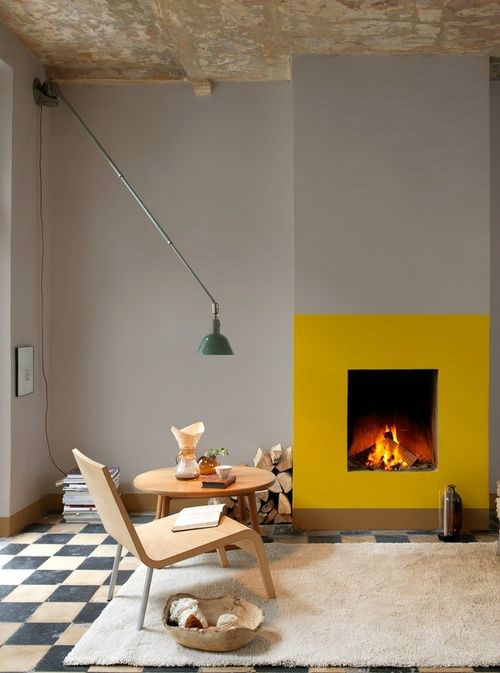 mustaard Fireplace Color Ideas 