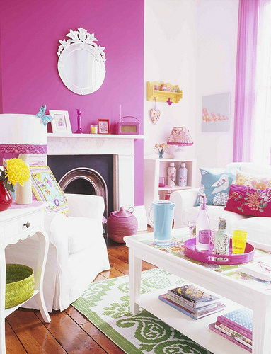 bright bold pink Fireplace Color Ideas 