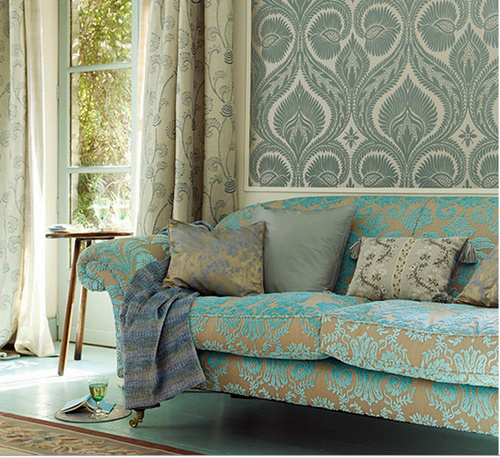 living room elegant light blue wallpaer
