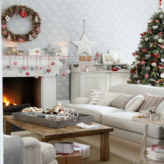 Christmas living room country decorating idea 10