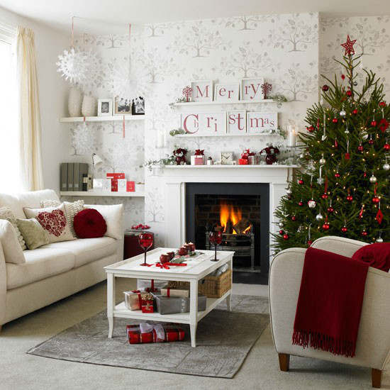 Christmas living room country decorating idea 12