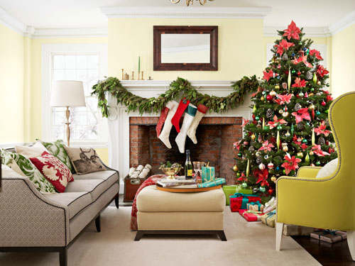Christmas living room country decorating idea 14
