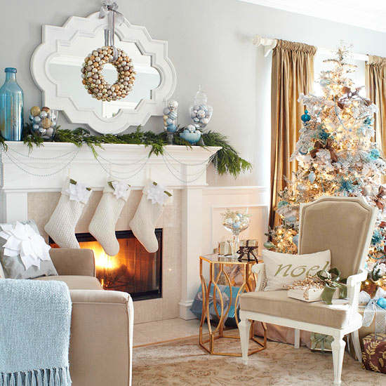 Christmas living room country decorating idea 28