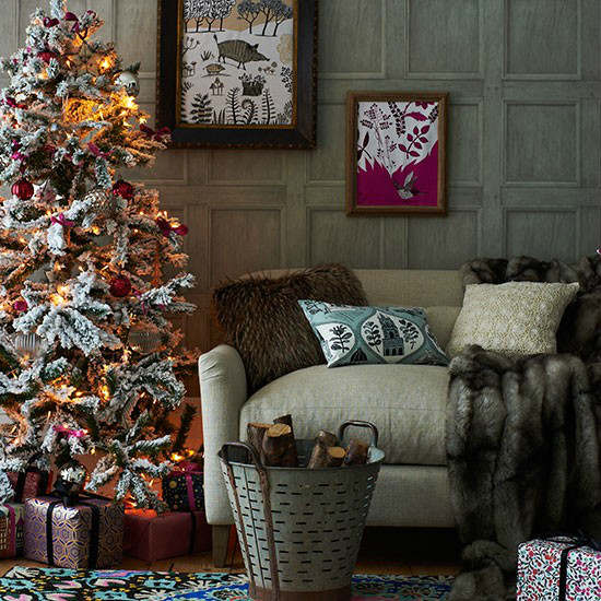 Christmas living room country decorating idea 5