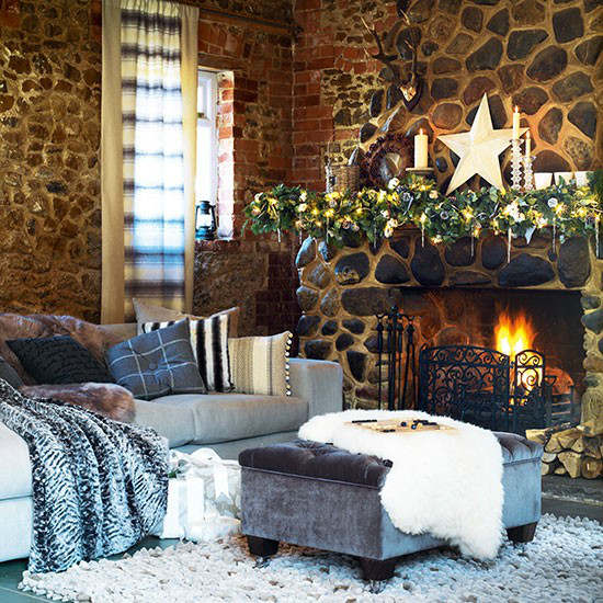 Christmas living room country decorating idea 7