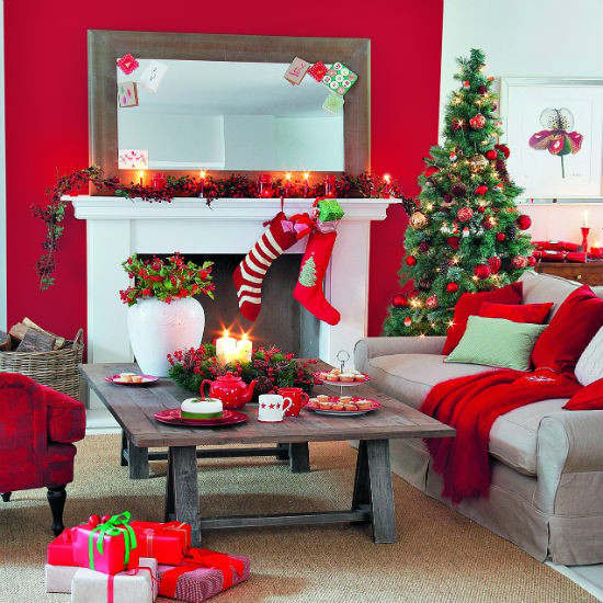 Christmas living room country decorating idea 9