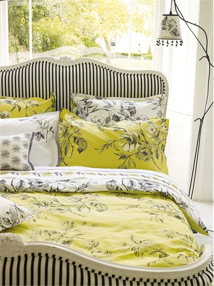 black white yellow lime bedroom color scheme
