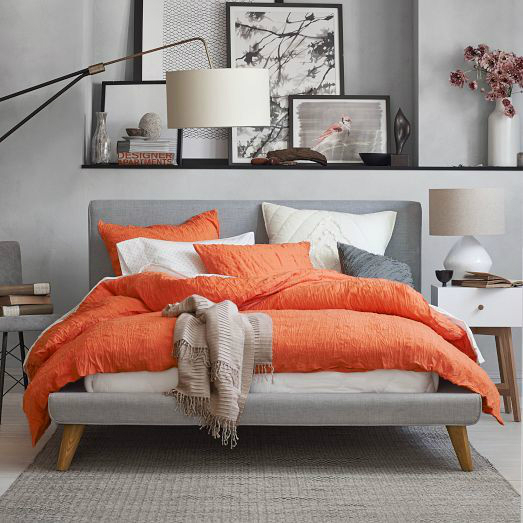 gray with orange bedroom lcolor scheme