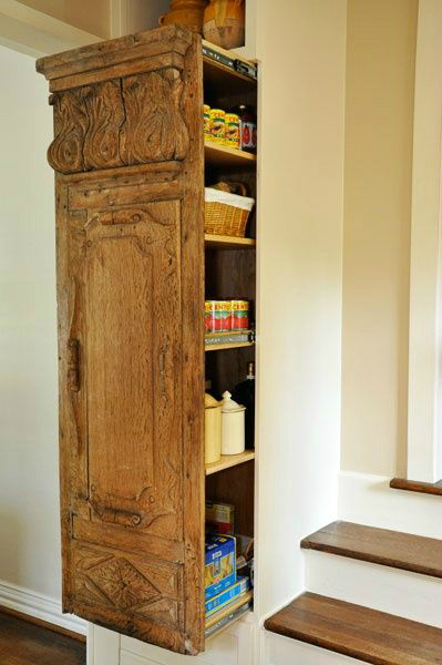 kitchen pantry with antiwue wood door