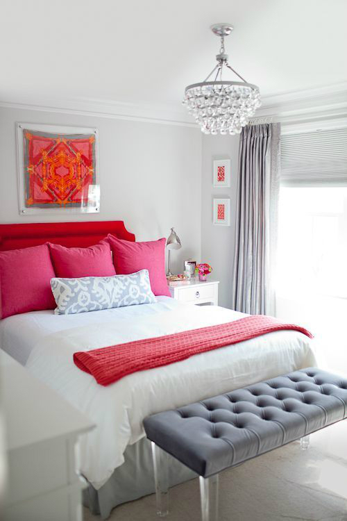 red pink gray bedroom color scheme