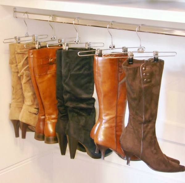 Pant hangers with sliding clips boots storage ideas