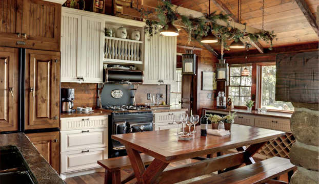 wood traditional kitchen design cabin 1