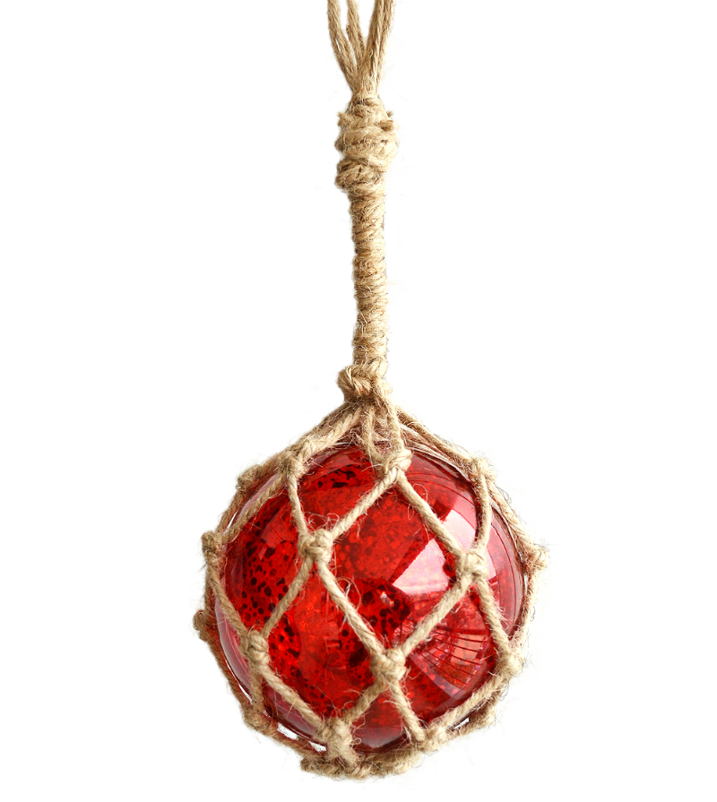 Red Macrame Christmas Ornament