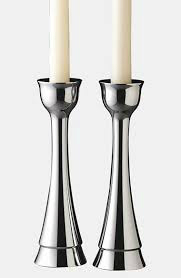 silver contemporary Nambé Candlesticks