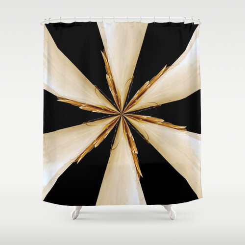 Black, White And Gold Star Shower Curtain by Bella Mahri