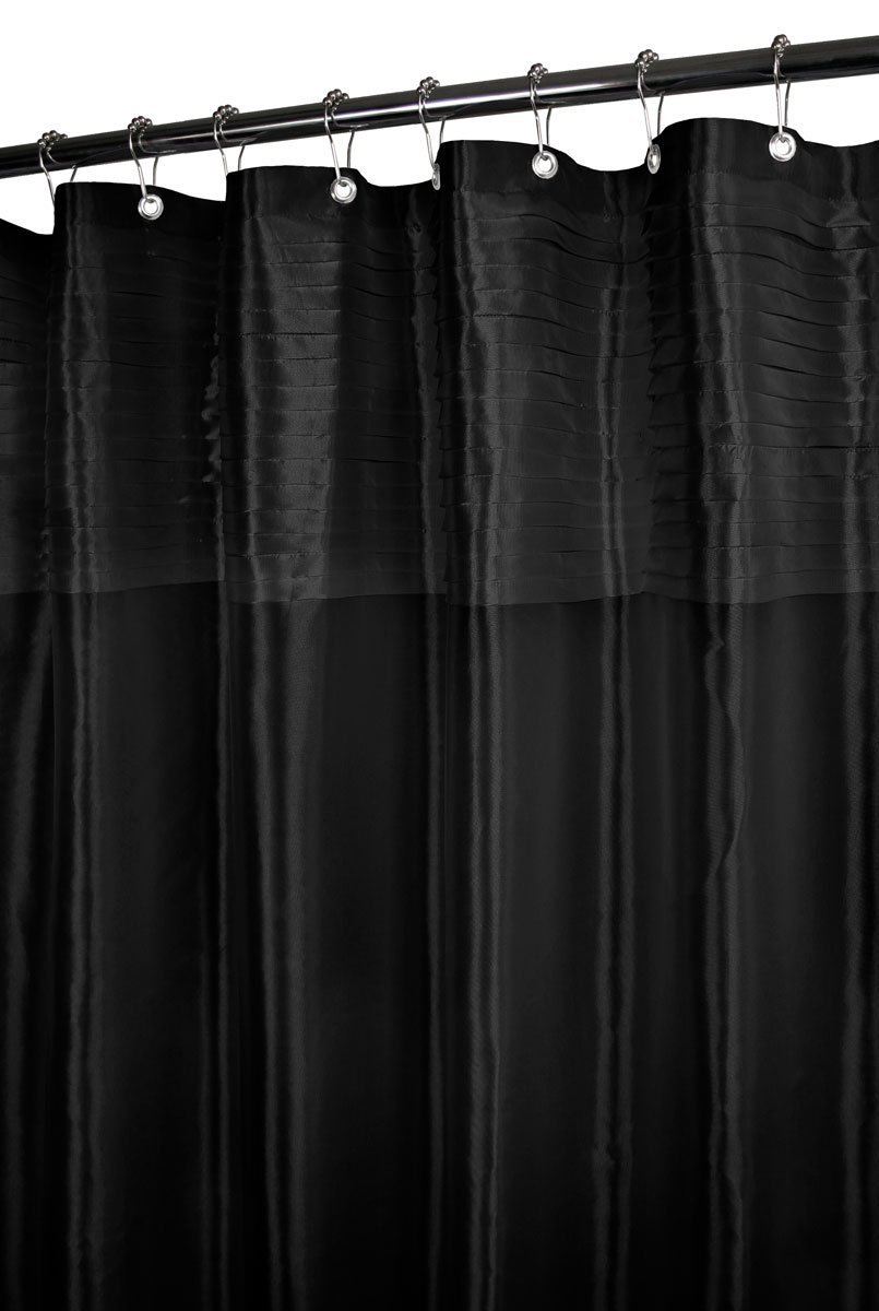 black fabric shower curtain