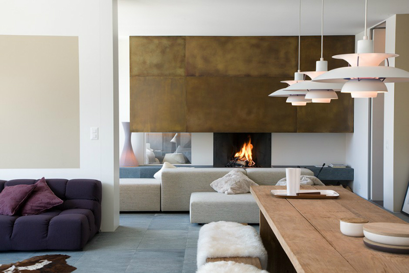 Modern interior With The Typically Warm Atmosphere Of Engadine Style Houses