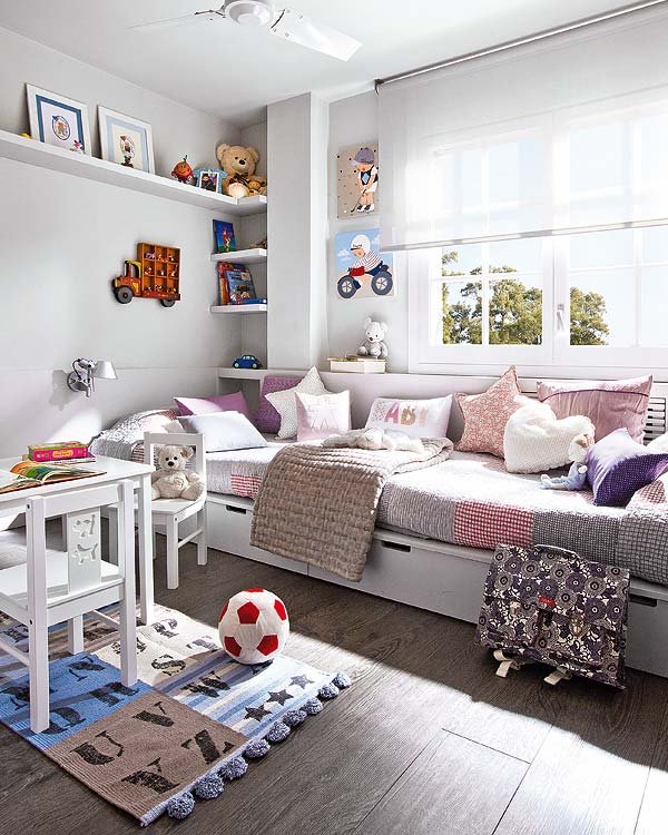 kids modern gray and white room