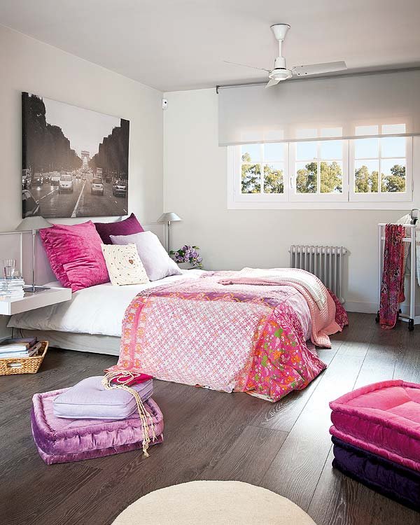 white pink Hues contemporary bedroom interior 