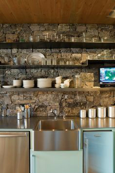 Kitchen Design Ideas with Stone Walls 15