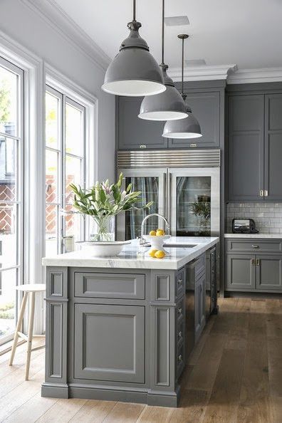 kitchen gray grey cabinets kitchens lonny decorating decor decoholic counter tone modern floors paint