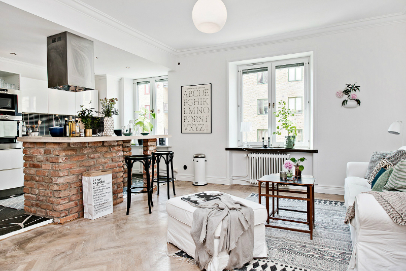 small Scandinavian apartment interior design 42 square meters 8