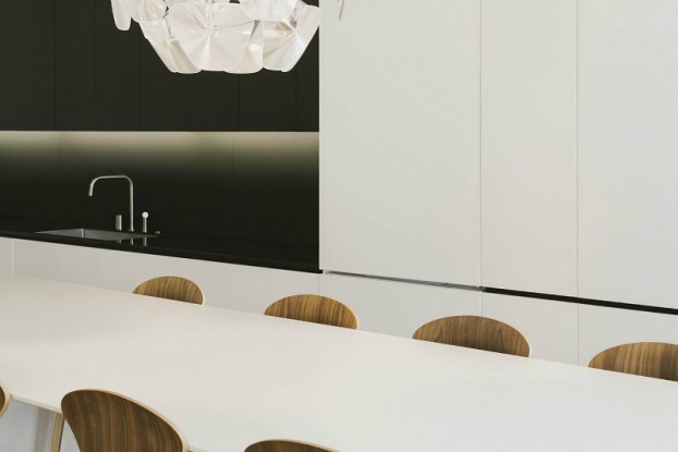 minimal black and white kitchen and dining by raad