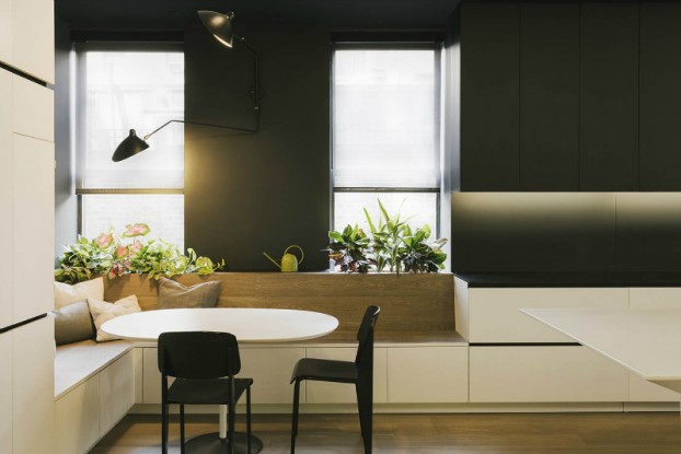 minimal black and white and oak kitchen by raad