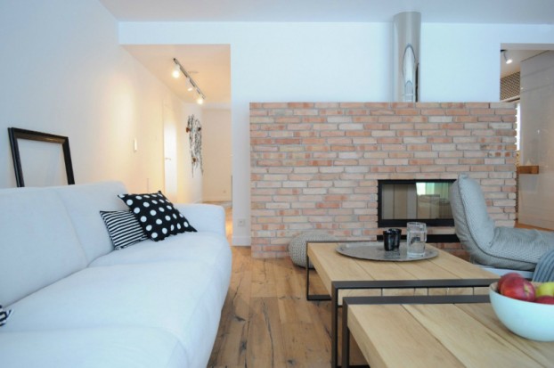 White Walls Antiqued Floorboards and Old Brick 2